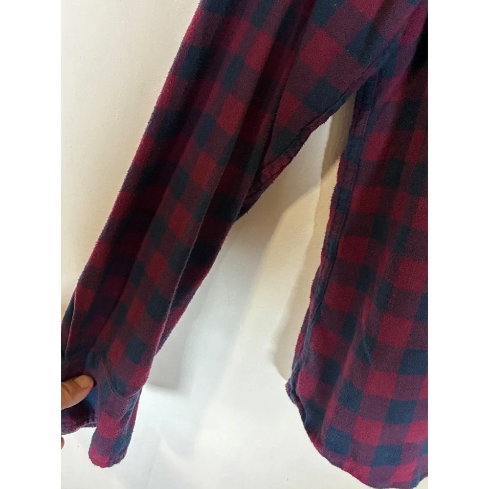 J.Crew Men's Large Slim Fit Buffalo Plaid Flannel Shirt Red Navy 100% Cotton